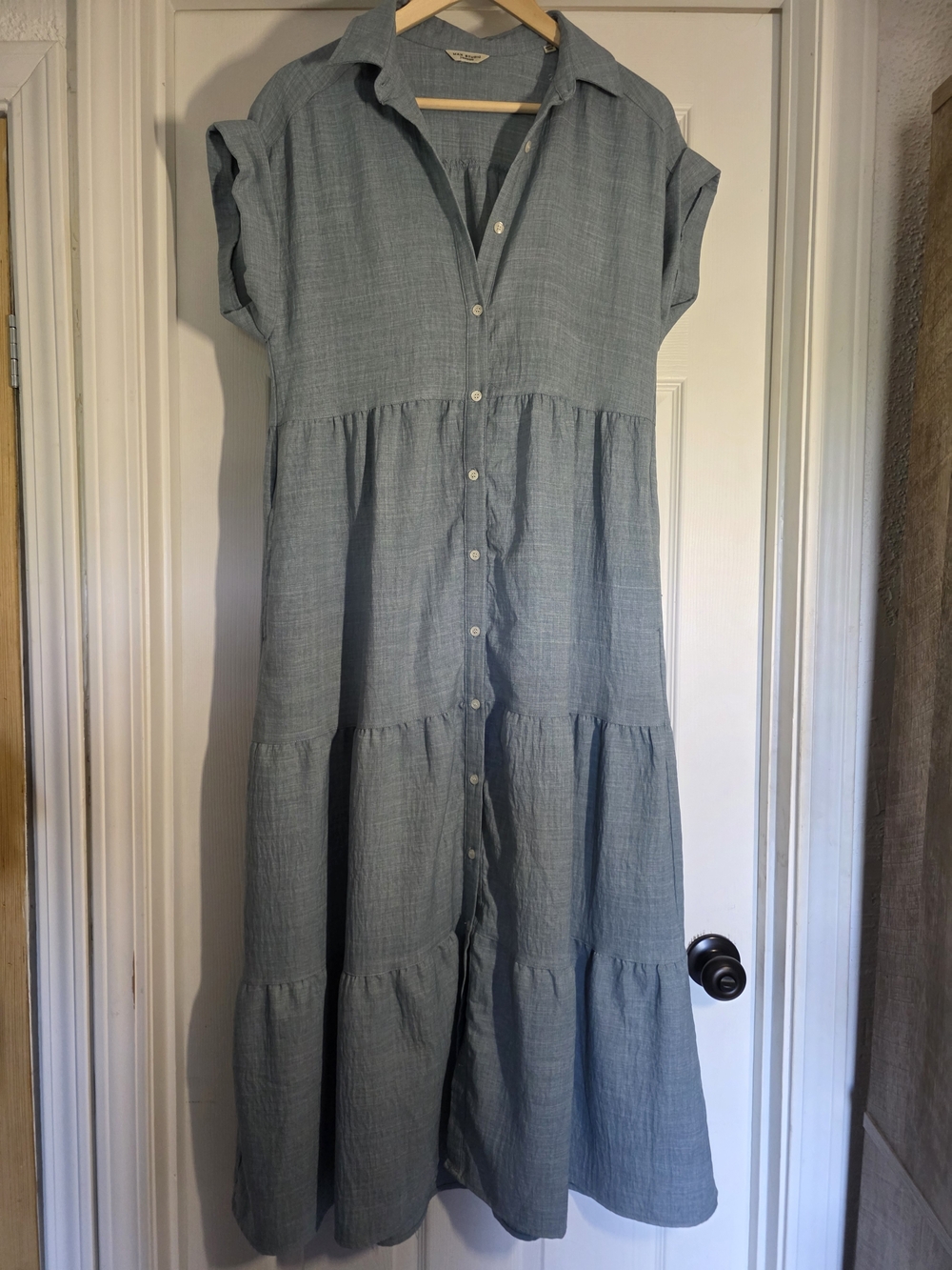 Max Studio London | Light Blue Tiered Maxi Dress - Size XL Cottagecore Pockets